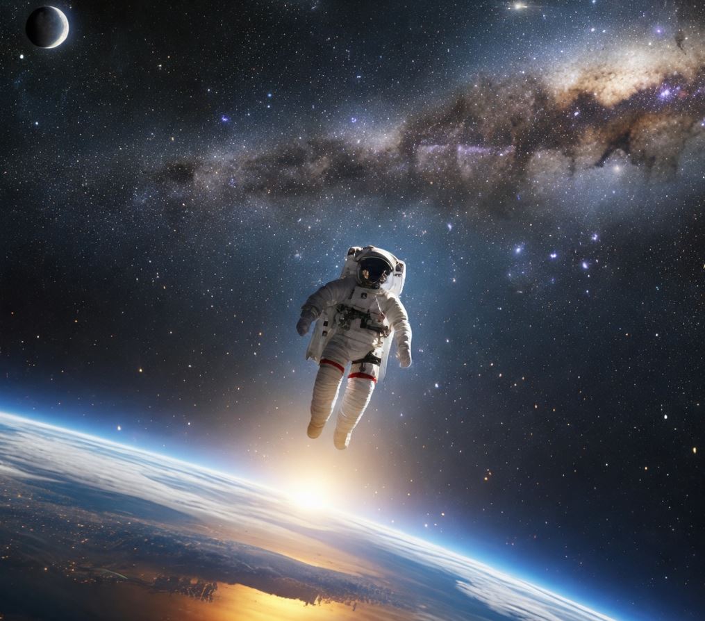 Astronaut floating in space (illustration)