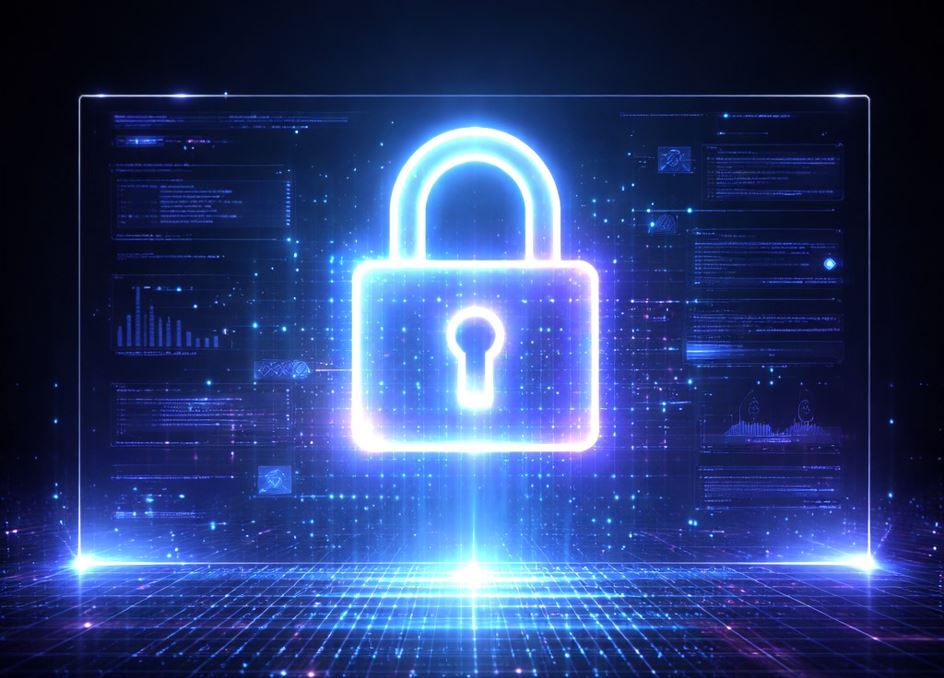 Holographic padlock on a screen